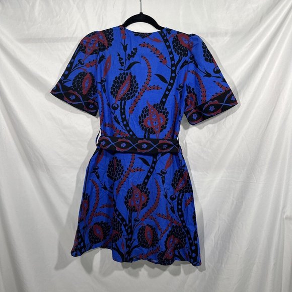 NWT Sezane [ 4 US / 36 ] Lola Printed V Neck Mini Dress in Atla Beue #Q374 - Picture 12 of 16
